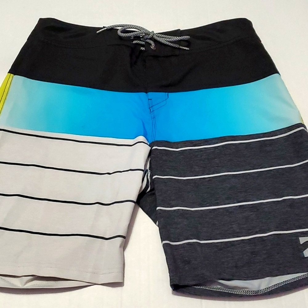 Billabong Platinum X Black White Retro Colorful Surfing Boardwalk Swim Trunks 32